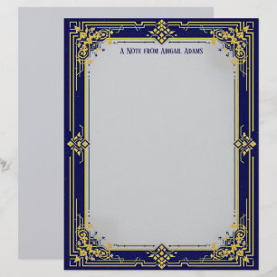 Blue and Gold with Blue Center Stationery Paper