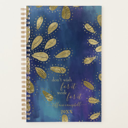 Blue and Gold with Motivational Quote Planner