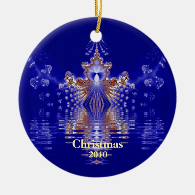 Blue and Gold Xmas Ornament Custom Year (Front)