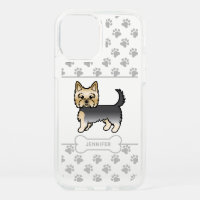 Blue And Gold Yorkie With Paws, Dog Bone & Name
