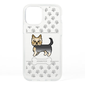 Blue And Gold Yorkie With Paws, Dog Bone &amp; Name Speck iPhone 12 Case