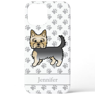 Blue And Gold Yorkshire Terrier Cartoon Dog &amp; Name iPhone 12 Pro Max Case