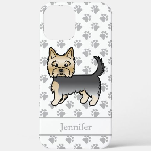 Blue And Gold Yorkshire Terrier Cartoon Dog  Name iPhone 12 Pro Max Case