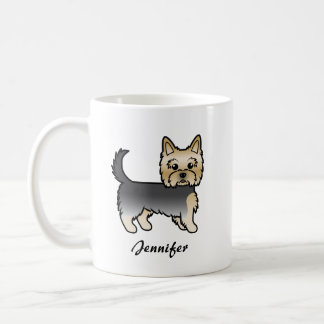 Blue And Gold Yorkshire Terrier Cartoon Dog &amp; Name Coffee Mug