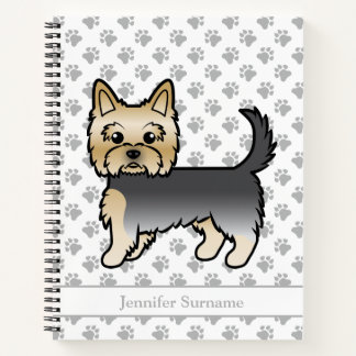 Blue And Gold Yorkshire Terrier Cartoon Dog &amp; Name Notebook
