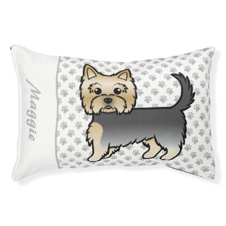 Blue And Gold Yorkshire Terrier Cartoon Dog &amp; Name Pet Bed