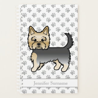 Blue And Gold Yorkshire Terrier Cartoon Dog &amp; Name Planner