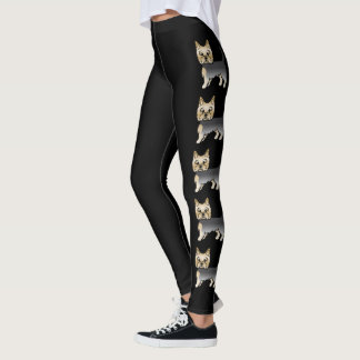 Blue And Gold Yorkshire Terrier Cartoon Dogs Leggings