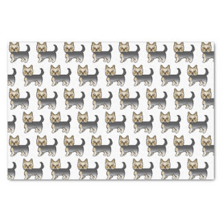 Blue And Gold Yorkshire Terrier Cute Dog Pattern Tissue Paper