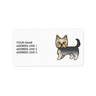 Blue And Gold Yorkshire Terrier Dog &amp; Custom Text Label