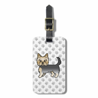 Blue And Gold Yorkshire Terrier Dog &amp; Custom Text Luggage Tag