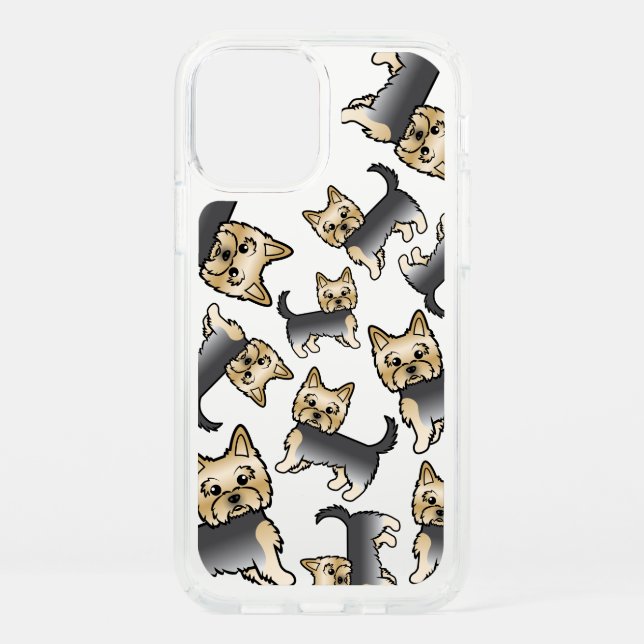 Blue And Gold Yorkshire Terrier Dog Pattern Speck iPhone 12 Case (Front)