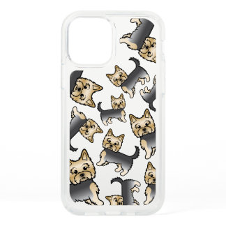 Blue And Gold Yorkshire Terrier Dog Pattern Speck iPhone 12 Case
