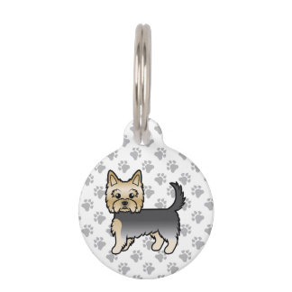 Blue And Gold Yorkshire Terrier Dog &amp; Pet's Info Pet ID Tag