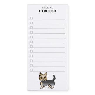 Blue And Gold Yorkshire Terrier Dog To Do List Magnetic Notepad