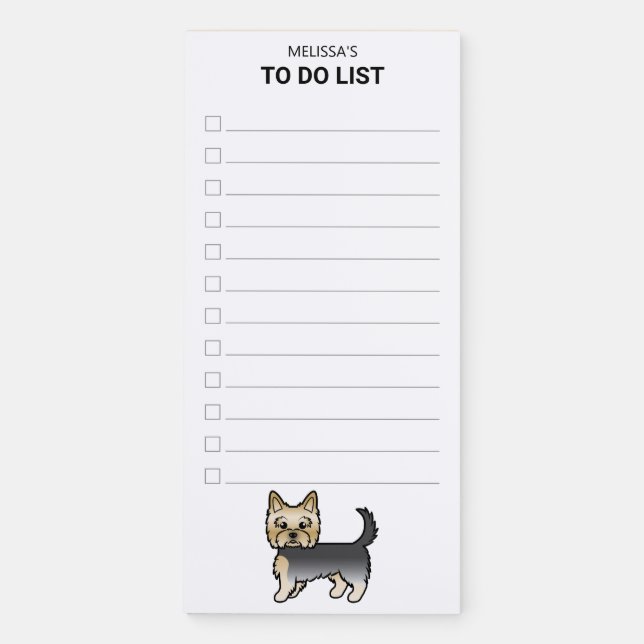 Blue And Gold Yorkshire Terrier Dog To Do List Magnetic Notepad (Front)
