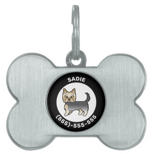 Blue And Gold Yorkshire Terrier With Name  Number Pet ID Tag