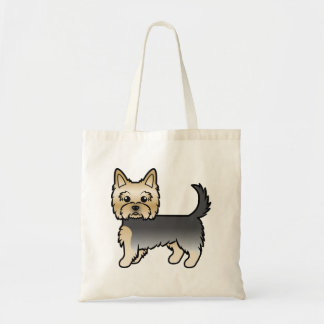 Blue And Gold Yorkshire Terrier Yorkie Cartoon Dog Tote Bag