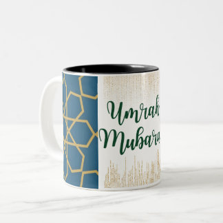 Blue and Golden and Green   Umrah Mubarak Two-Tone Coffee Mug