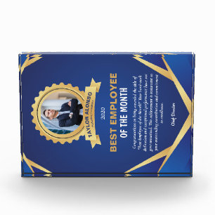 Blue and Golden Design Employee of the month Acrylic Award