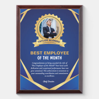 Blue and Golden Design Employee of the month Award Plaque