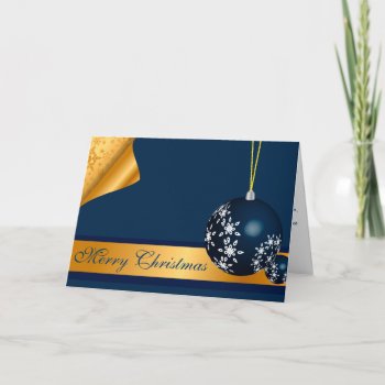 Blue And Golden Merry Christmas Card by esoticastore at Zazzle