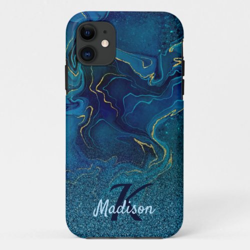 Blue and golden sensual design iPhone 11 case