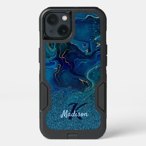 Blue and golden sensual design iPhone 13 case