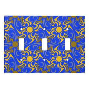 Blue and Golden Vector Seamless Pattern Light Switch Cover