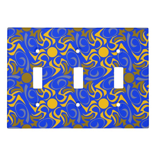 Blue and Golden Vector Seamless Pattern Light Switch Cover (Front)