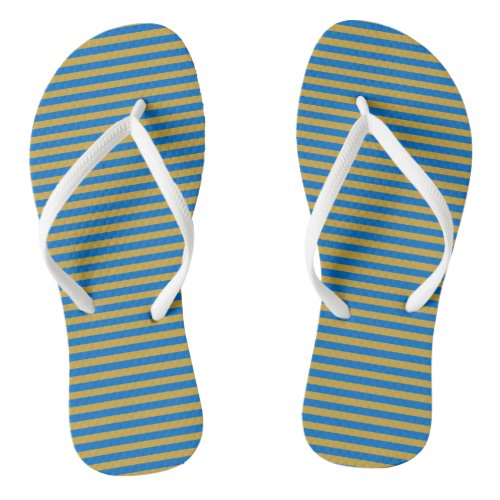 Blue and Golden Vintage Thin Stripes Flip Flops