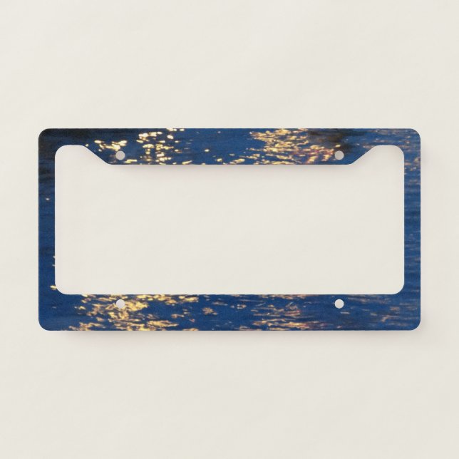 Blue and golden water pattern license plate frame (Front)