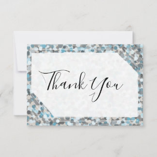 Blue and Gray Abstract Stone Thank You Card