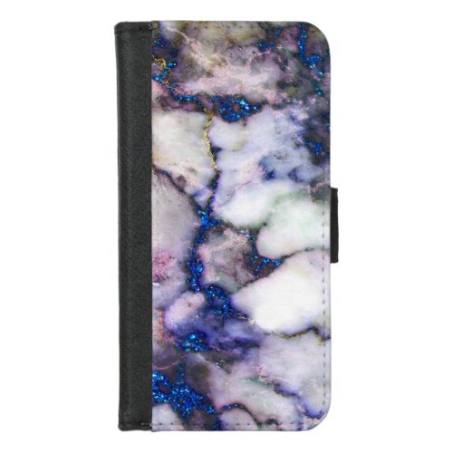 Blue And Gray And Pink Marble iPhone 87 Wallet Case