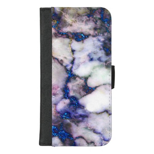 Blue And Gray And Pink Marble Stone iPhone 87 Plus Wallet Case