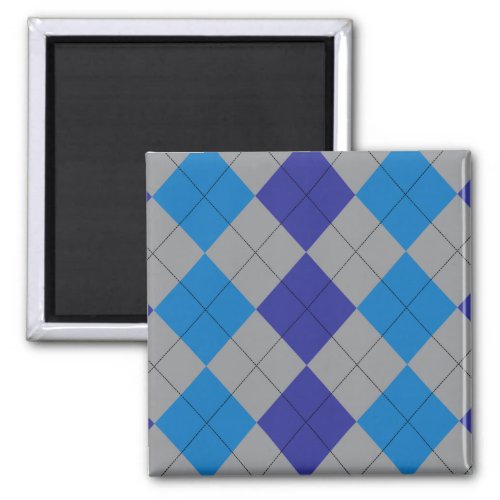 Blue and Gray Argyle Pattern Magnet