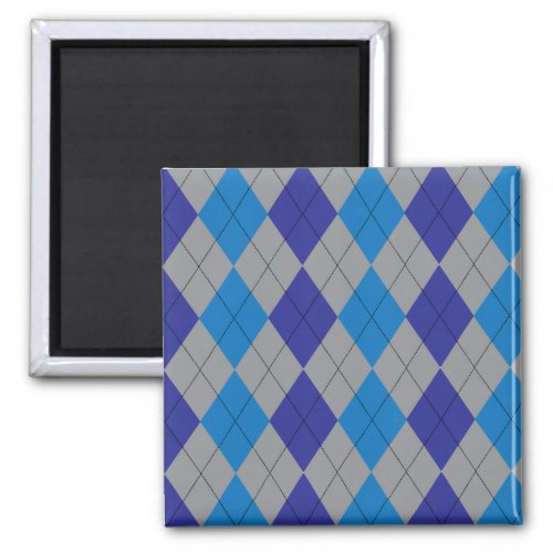 Blue and Gray Argyle Pattern Magnet