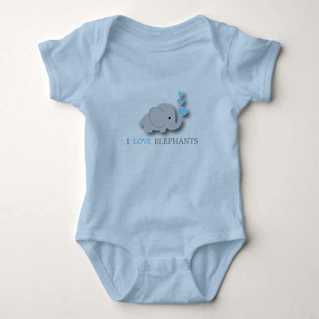 Blue and Gray Baby Elephant Bodysuit (Front)