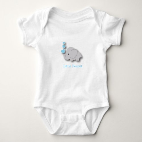 Blue and Gray Baby Elephant  _ Little Peanut Baby Bodysuit