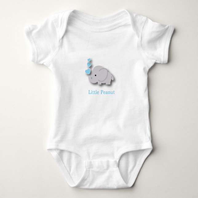 Blue and Gray Baby Elephant 🐘 - Little Peanut Bodysuit (Front)