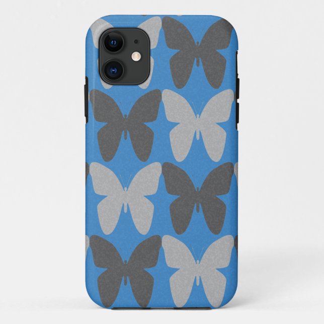 Blue and gray butterfly pattern Case-Mate iPhone case (Back)
