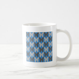 Blue and gray butterfly pattern coffee mug