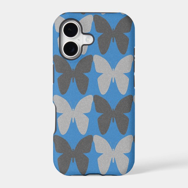 Blue and gray butterfly pattern iphone case (Back)