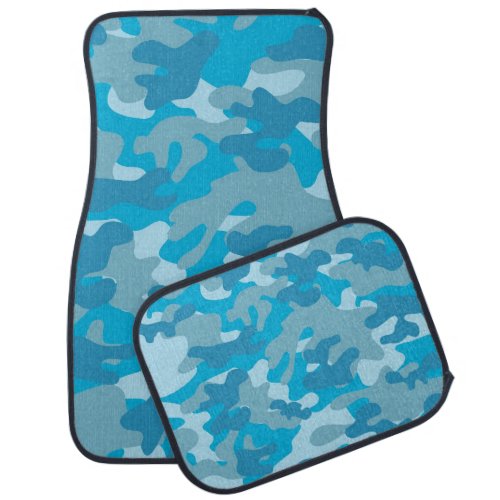 Blue and Gray Camo Design Car Mat