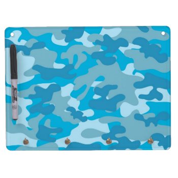 Blue And Gray Camo Design Dry Erase Board With Keychain Holder by greatgear at Zazzle