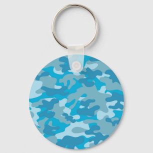 Blue and Gray Camo Design Keychain