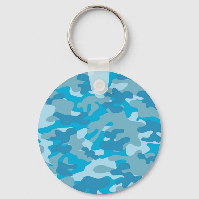 Blue and Gray Camo Design Keychain (Front)
