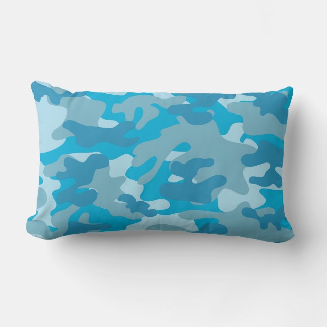 Blue and Gray Camo Design Lumbar Pillow (Front)