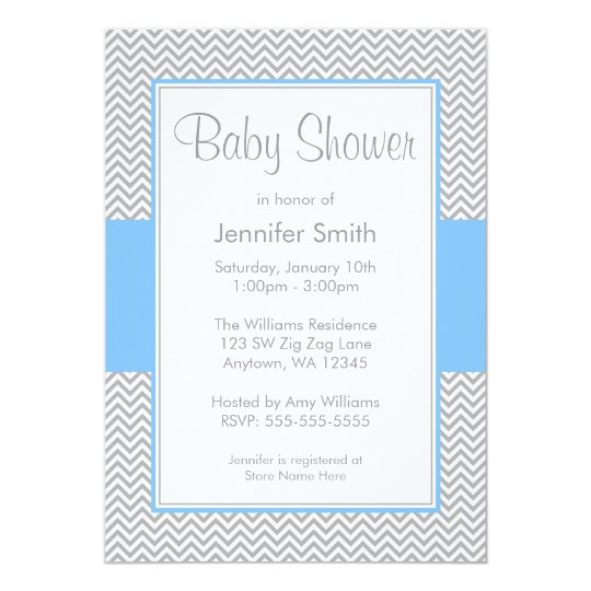 Blue and Gray Chevron Baby Shower Invitations | Zazzle.com