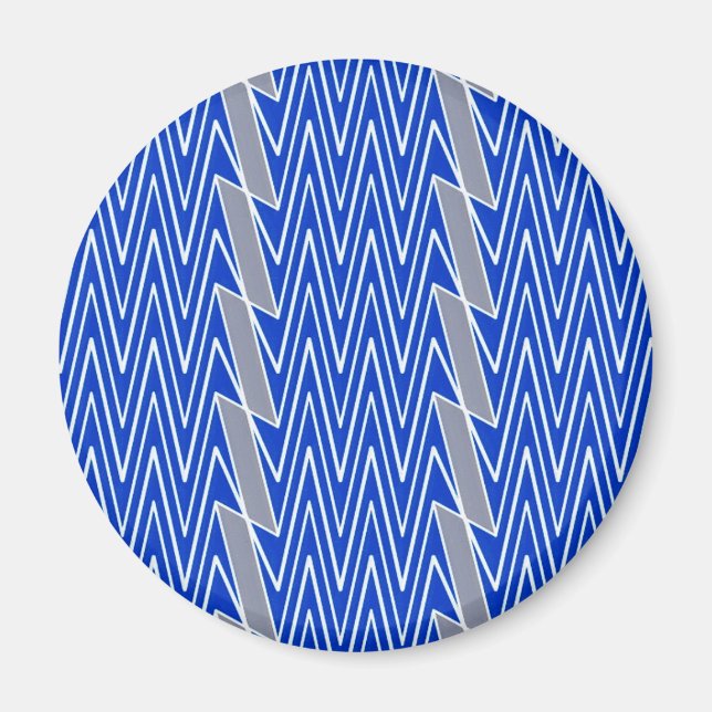 Blue and gray chevron design magnet (Front)